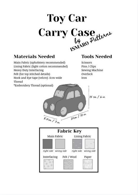 Toy Car Carry Case PDF Sewing Pattern | Kids Toy Storage
