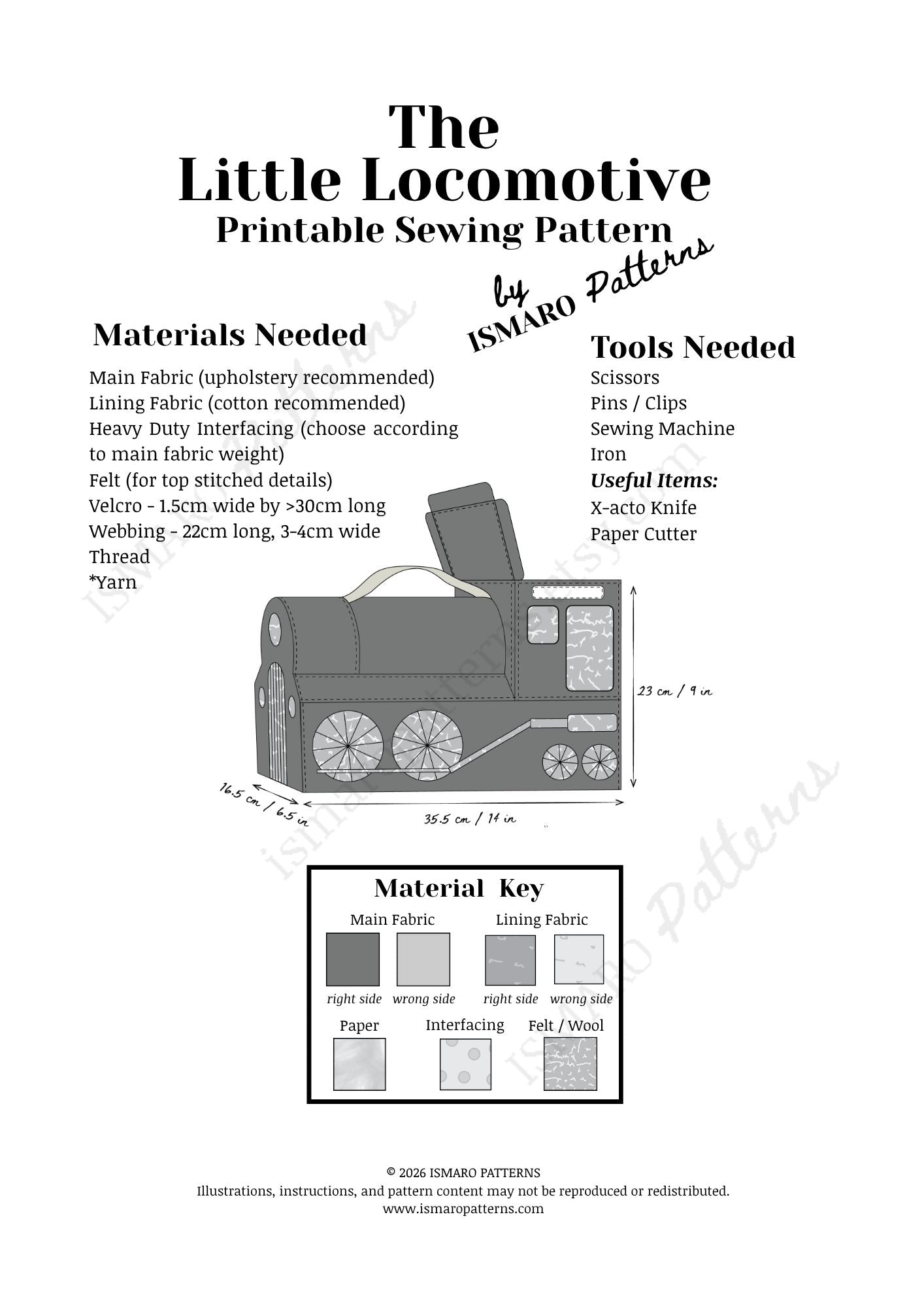 Little Locomotive PDF Sewing Pattern | Toy Train Storage Bag